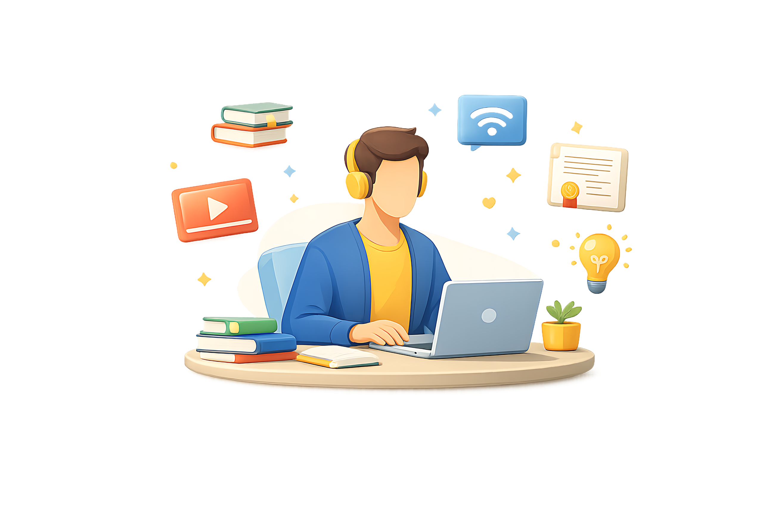 Student engaged in online learning