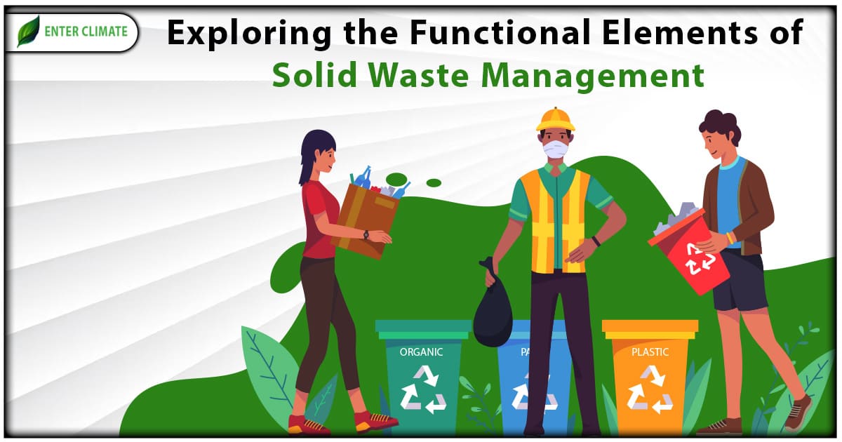 Diagram showing the functional elements of solid waste management